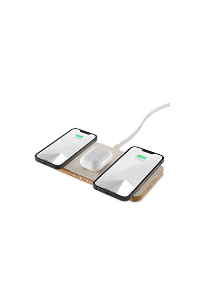 Woodcesories Stație de încărcare wireless Woodcessories MultiPad 3 în 1, stej...