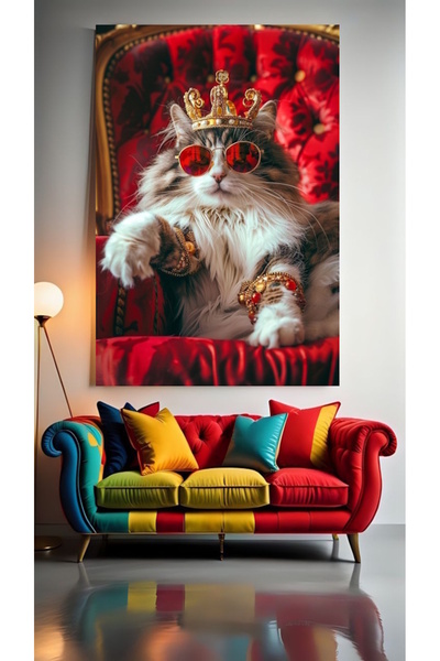 özkacar KING CAT 1 Tablou pe pânză pentru decorarea casei, perete, salon, sal...