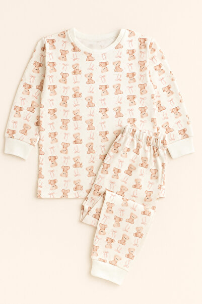 Katia&Bony Kız Çocuk Kurdele ve Teddy Baskılı Pijama Takımı