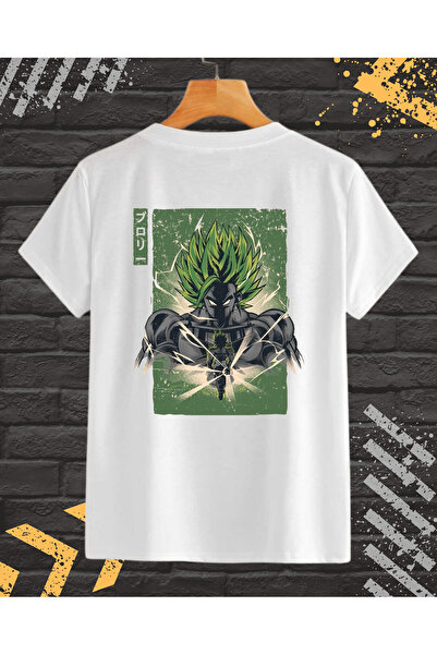 OEM - Men's T-Shirt with Embroidery and Print, Broly, Cotton, White, XL INTL