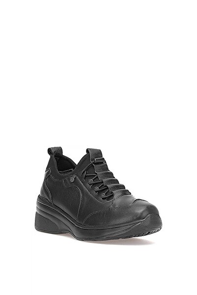 Ayakkabı Fuarı Elit Erlplv052-D-F Women's Genuine Leather Orthopedic Classic Sneaker Black