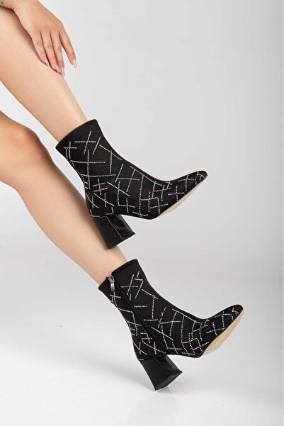 Elegant steps Kadın Kısa Blok Bot Taşlı Fermualı Kadın Kışlık Bot