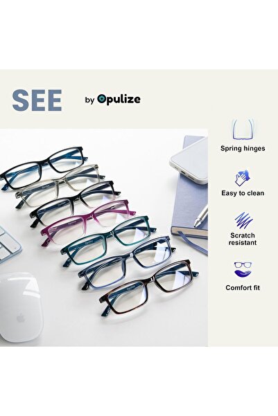 Opulize SEE Blaulichtfilter Lesebrille für Damen Herren, Blendfreie UV400-Schutz Federscharnier Ant