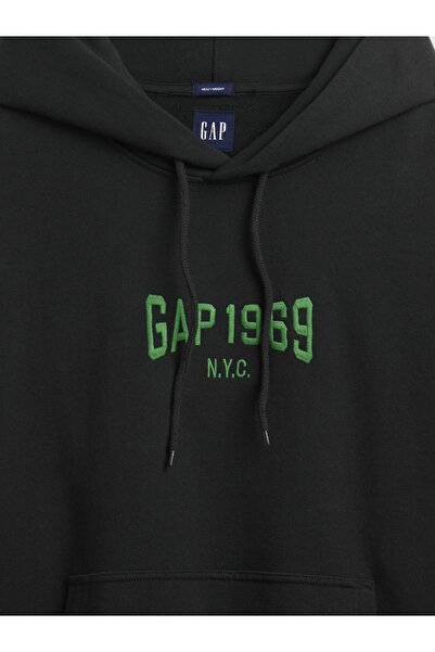 GAP Erkek Siyah Heavyweight 1969 Logo Sweatshirt