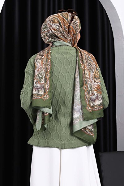 İmajButik Khaki Bell and Sleeve Frill Trim Knit Sweater