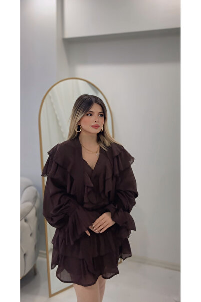 DENİZ Trend Fırfırlı Bağlamalı Elbise