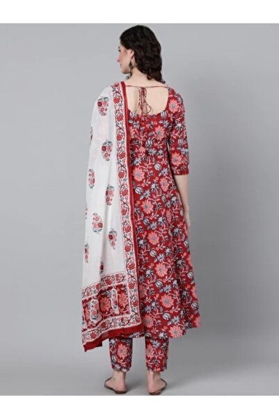 MYSMAR Red Viscose Printed Gown - ALV1264 | Red