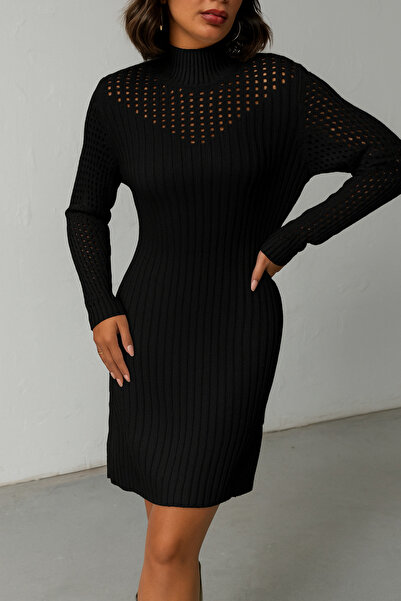 Nosia Women's Mesh Detailed Mini Knit Dress