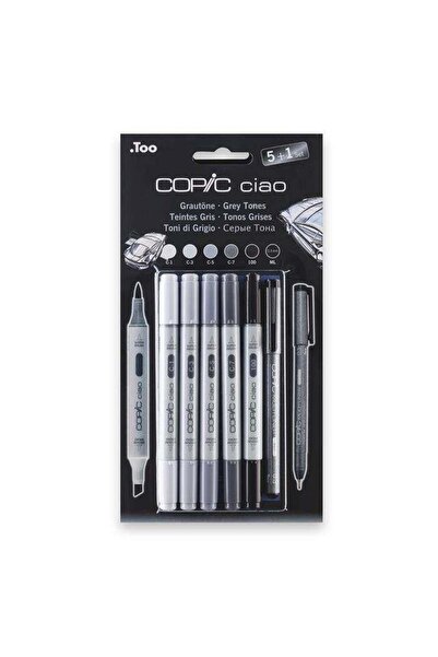 Copic قلم رسم تشاو ماركر 5+1 مجموعة بألوان رمادية