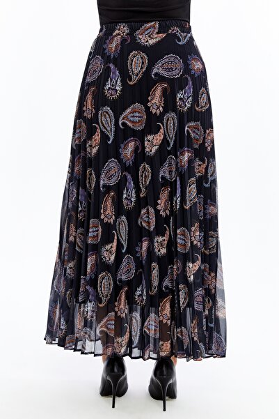 sehatex Lined Pleated Chiffon Waisted Elastic Skirt