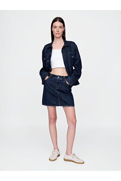 GAP Kadın Lacivert Denim Mini Etek