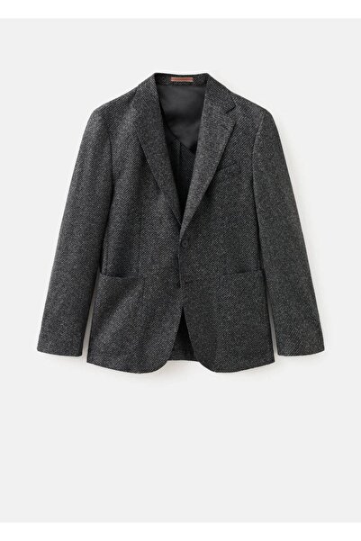 MANGO Man Dar kesim yün karışımlı blazer ceket