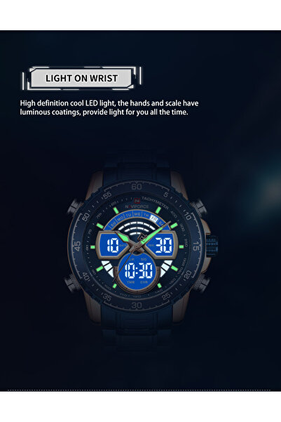 Naviforce Ceas bărbătesc digital cu cuarț, cu oră duală