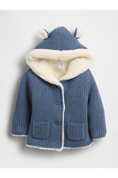 GAP Bebek Mavi Sherpa Astarlı Yün Ceket