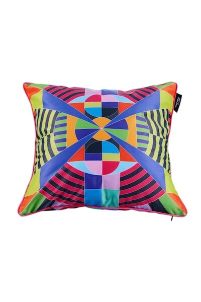 Complicat Rau Perna decorativa , Psychedelic geometry Big, poliester, imprimat prin sublimare directa,43x43