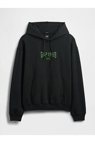 GAP Erkek Siyah Heavyweight 1969 Logo Sweatshirt