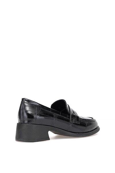 Ayakkabı Fuarı Elit Pm161 K1066 Women's Crocodile Classic Heeled Shoes Black