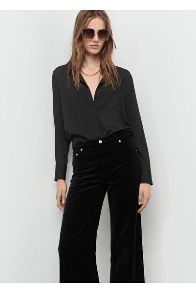 MANGO Woman Kadife wide leg jean pantolon