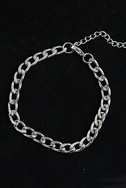 Mustran سوار رجالي من الفولاذ السميك موديل كلاسيكي فضي اللون 316L