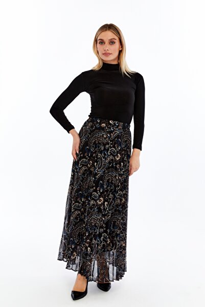 sehatex Lined Pleated Chiffon Waisted Elastic Skirt