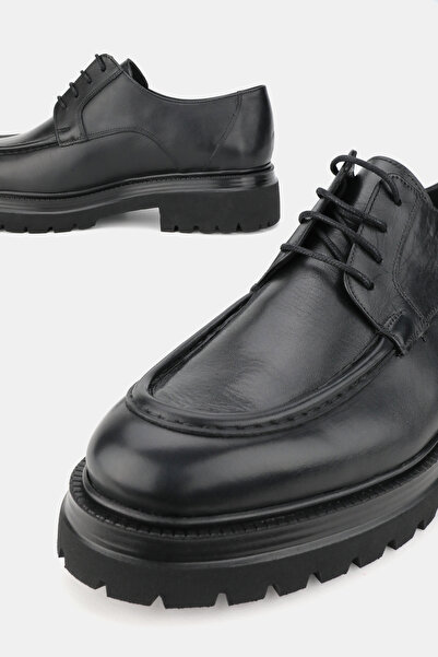 TUNAELLİ ERKEK SİYAH HAKİKİ DOĞAL DERİ 39-45-46 NUMARA BAĞCIKLI OXFORD AYAKKABI
