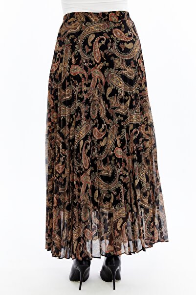 sehatex Lined Pleated Chiffon Waisted Elastic Skirt