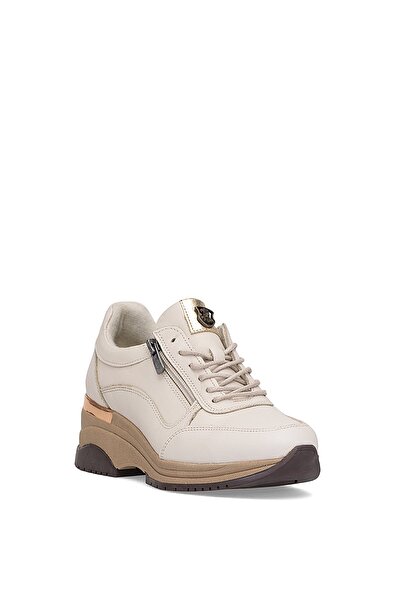 Venüs 2313081K Women's Genuine Leather Wedge Heel Shoes Beige