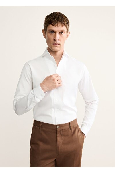 MANGO Man %100 pamuklu kumaş gömlek