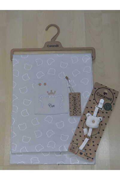 Caramell بطانية أطفال ماي بيبي كومسال مصنوعة من القطن الممشط والناعم مقاس 80×80 مجموعة رائعة جدًا 1872 مع حزام للهاية