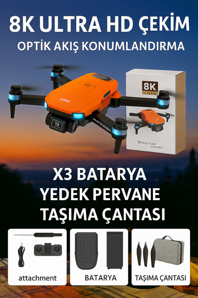 Munico 2.4G Wifi FPV, 50X Zoom, Elektronik Titreşim Önleyici Lens | Katlanabilir Tasarım, 2100mAh Batarya