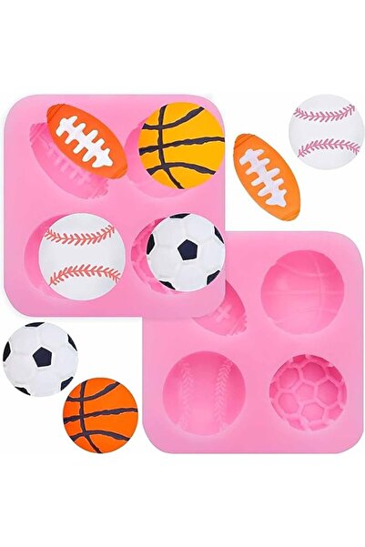 Generic Tazweeq 2 Piece Ball Cake Decoration Silicone Molds, Football, Basket...