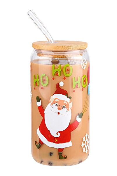 Kelira كوب زجاجي مع غطاء من الخيزران وشفاطة، كوب زجاجي مع غطاء وشفاطة، كوب سا...