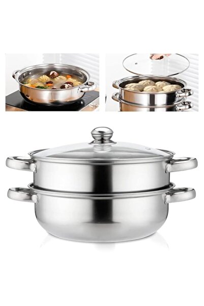 Generic ACHAS 2-Tier Stainless Steel Steamer, 2-Layer Stack and Steam Pot Set...