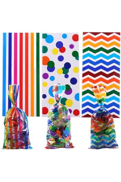 Generic Party with Emma 100 Sets Plastic Cellophane Bags Gold Twist Ties for ...