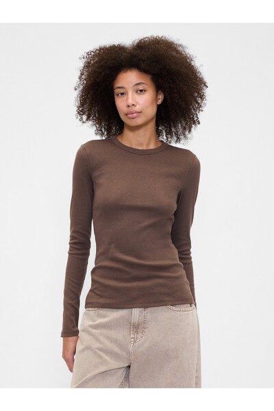 GAP Kadın Kahverengi Essential Crewneck T-Shirt