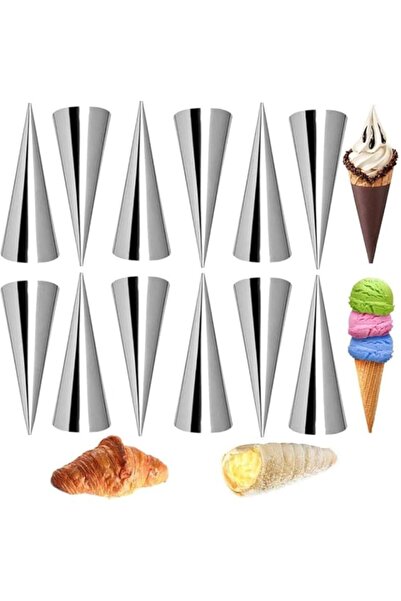 Generic KitcheňR 12Pcs Large Size Stainless Steel Pastry Cream Horn Moulds Co...