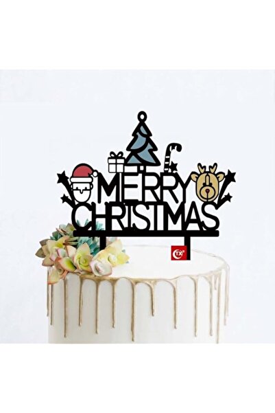 Generic Merry Christmas Cake Topper – 9x12cm, Black Castle Design Cake Decora...