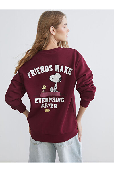 LC Waikiki Snoopy Printed Oversize Women's Thick Sweatshirt