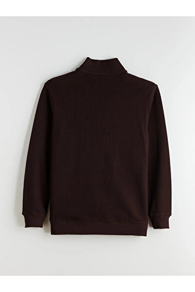 LC Waikiki سويت شيرت رجالي بأكمام طويلة وياقة واقفة بسحاب