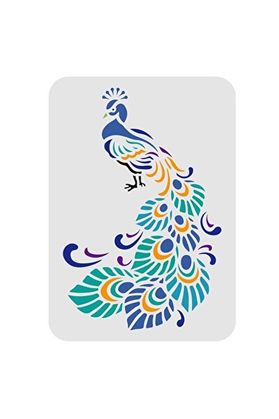 Generic FINGERINSPIRE Peacock Stencil - Reusable Plastic Rectangle DIY Decora...