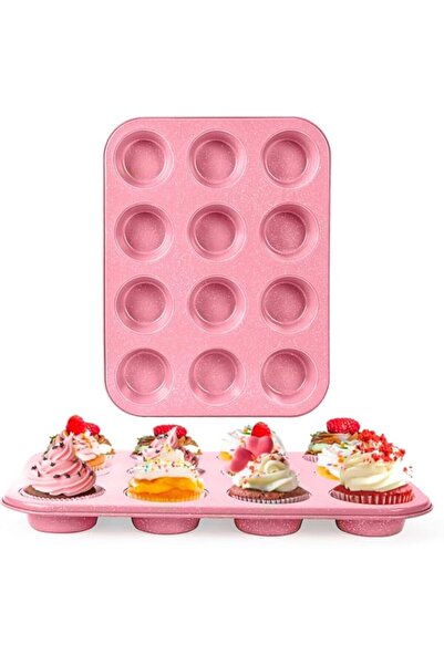 Generic Tazweeq 2 Pack Pink Nonstick Muffin Pans, 12-Cup Muffin Cake Pan, Fre...