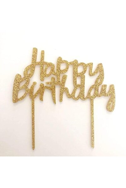 Generic Club Green Gold Glitter Acrylic Happy Birthday Cake Topper
