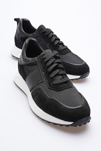 Mubiano حذاء رياضي رجالي من الجلد الطبيعي من جلد الغزال بتفاصيل مظلة باللون ا...