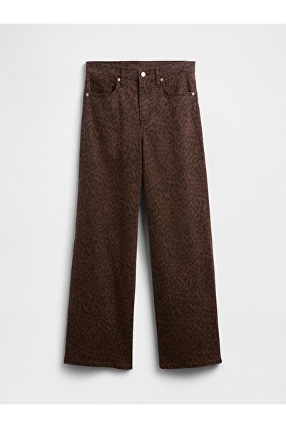 GAP Kadın Koyu Kahverengi High Rise Wide-Leg Jean Pantolon