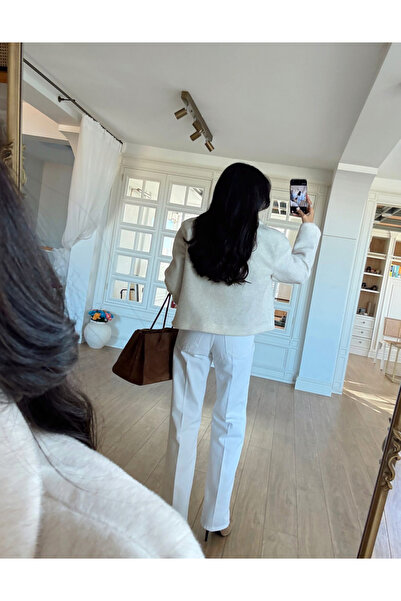 FEMMESTUDIO Women's Ecru Double Pocket Fur Jacket