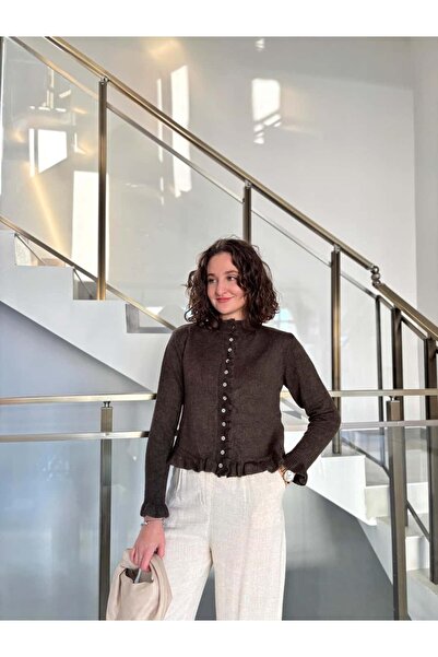 Sude Kızanlıklı Кардиган зі светром з оборками