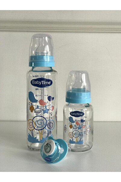 ELAGÜL Cam Biberon Seti 0-6 Ay - Mavi 3'Lü