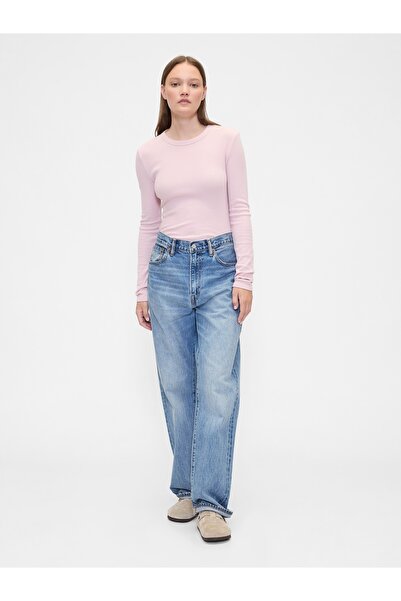 GAP Kadın Pembe Essential Crewneck T-Shirt