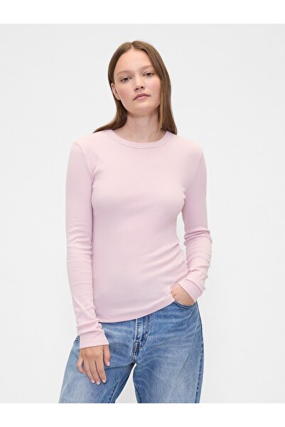 GAP Kadın Pembe Essential Crewneck T-Shirt