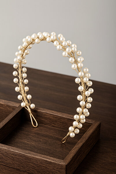 FDY تاج العروس الذهبي على شكل غصن اللؤلؤ – سلسلة “تاتش”